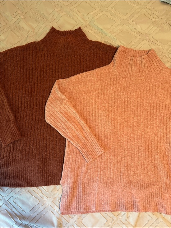 LOFT Sweaters - LOFT Cozy Mock Neck Ribbed Sweater - Peach and Rust - bundle of 2 sweaters - XS